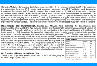 screenshot of an implementation science funded proposal text