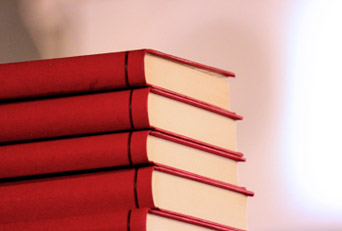 stack of red books or journals